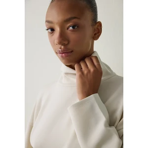 Bej Balıkçı Yaka Uzun Kollu Modal Üst