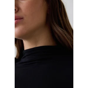 Siyah Yarım Balıkçı Yaka Slim Fit Uzun Kollu Triko