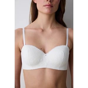 Sequin Lace Lotus Kırık Beyaz Straplez Sütyen