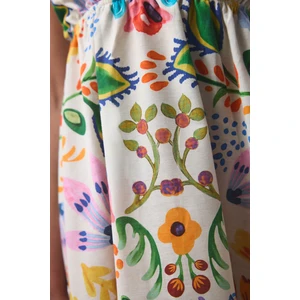 Ila Çiçek Desenli Maxi V Yaka Plaj Elbisesi