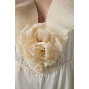 Saten Volan Rose Teddy Krem Bodysuit