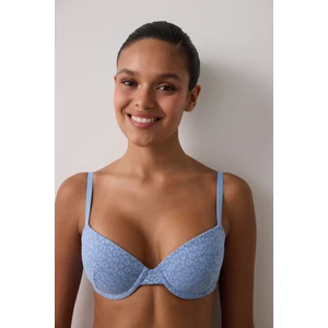 Mavi Daylift Çiçekli Dantelli Balenli Dolgusuz Toparlayıcı Sütyen