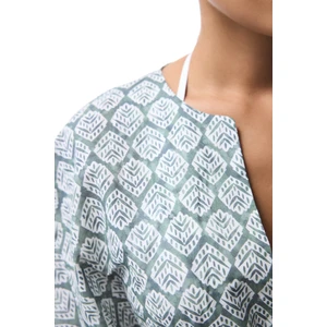 Yeşil Spring V Yaka Mini Kaftan