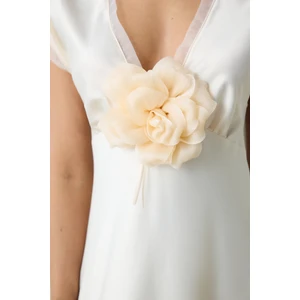 Roses Saten Krem Gecelik