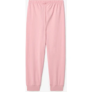 Pembe Kız Çocuk İnek Desenli Uzun Kollu 2li Pijama Takımı