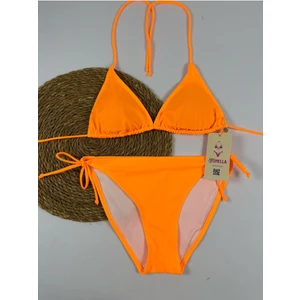 Parlak Turuncu Yandan ve Boyundan Bağlamalı Şık Kadın Bikini Takımı