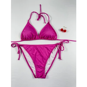 Fuşya Rengi Üçgen Ipli Ayarlanabilir Bikini Takımı