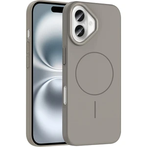 iPhone 16 Kılıf Magsafe Şarj Özellikli Ata Ruby Silikon Kapak - Gri