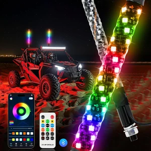 Rgb LED Işıklı Kırbaç Bayrak Anten Çubuğu 120 cm Off‑road Atv Utv Arazi Aracı Bluetooth Uygulama Uzaktan Kumanda Yüksek Parlaklık