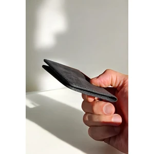 MAT Deri Dikey Kartlık Hakiki Deri ince Cüzdan Erkek Kartlık Siyah