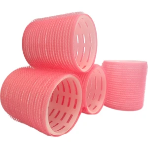 4lü Büyük Boy Plastik Bigudi Pembe CB23 - Cırtlı Yapışkanlı Saç Bigudisi