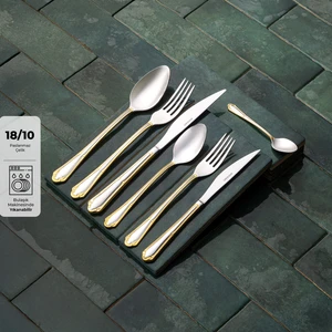 Elegance Göksu Gold 84 Parça 12 Kişilik Lüks Kutulu Çatal Kaşık Bıçak Seti