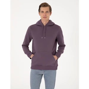 Pierre Cardin Erkek Mor 2 Iplik Regular Fit Içi Polarlı Kapüşonlu Basic Sweatshirt 50314055-VR038