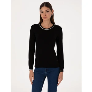 Pierre Cardin Kadın Siyah Slim Fit Basic Kazak 50315910-VR046