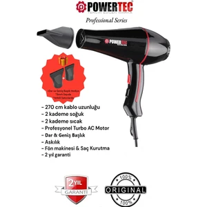 TR-601 Turbo Professional Series Fön Makinesi & Saç Kurutma 2500w Performans