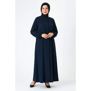 Mismoly Medine Ipeği Mevlana Kesim Cepli Kuşaklı Bol Ferace Lacivert