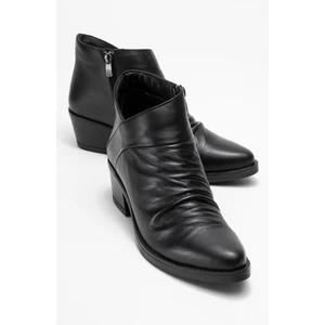 Rule Siyah Hakiki Deri Kadın Kalın Topuklu Bot