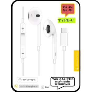 Samsung Galaxy A55 A35 A34 A54 Kulaklık Type C Kablolu Kulaklık  Dac Çipli Tak Çalıştır