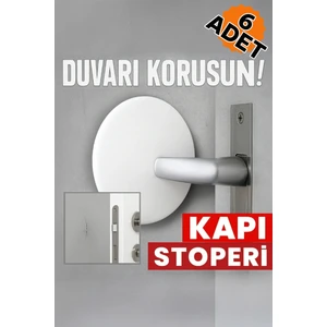6 Adet Beyaz Yapışkanlı Kapı Kolu Stoperi – Duvar Koruyucu Tampon, Durdurucu Tutucu