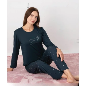 Kadın Milan Bisiklet Yaka Uzun Kol Ince Pijama Takımı 7600/38 - 1 Adet