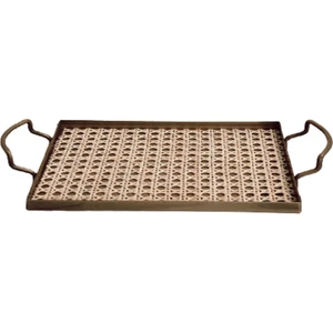 Maison Avf Rattan Hazeran Galvaniz Sunum Tepsi Gold MA021