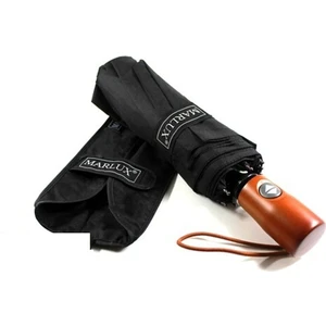 Ahşap Sap Ful Otomatik 10 Telli  Lüx Kadın Şemsiyesi Siyah