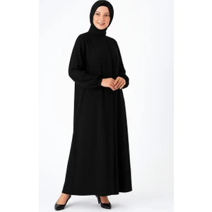 Medine Ipeği Mevlana Kesim Cepli Kuşaklı Bol Ferace Siyah