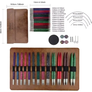 Çantalı Şiş Seti, Örgü Kiti Misinalı Kahverengi Çantalı, Deri El Çantası 13 Çift