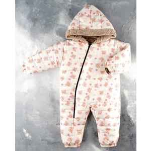 Yeni Sevimli Ayıcık ve Çilek Desenli Kapüşonlu Kürklü Kozmonot Tulum