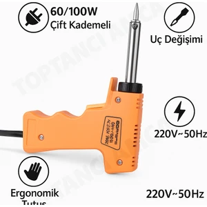 60-100W Profesyonel Lehim Makinesi Tabanca Havya Leyim