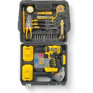 24 V Full Setli DARBELİ 37 Parça Çift Bataryalı Metal Şanzumanlı Şarjlı Matkap