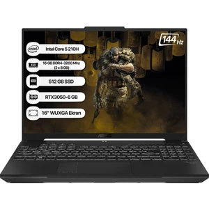 Tuf Gaming F16 FX607VJ-RL059 Intel Core 5 210H 16GB 512GB SSD RTX3050-6GB 65W Freedos 16" 144Hz Wuxga Taşınabilir Bilgisayar