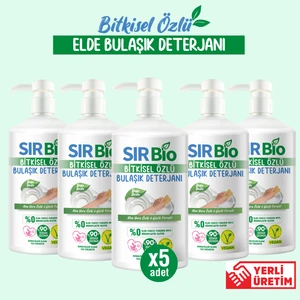 Sır Bio Bitkisel Özlü Elde Bulaşık Deterjanı 5 Adet 1000 ml Pompalı Şişe 