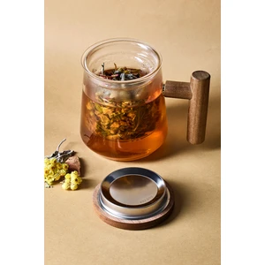 17564 Herby Borosilikat Cam Süzgeçli Kupa Bitki Çayı Demliği 500 ml