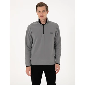 Pierre Cardin Erkek Gri Regular Fit Yarım Fermuarlı Polar Sweatshirt 50314056-VR024