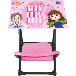Yazı Tahtalı Lüks Katlanabilir Sandalyeli Çocuk Ders Çalışma Masası