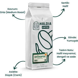 Haldia Coffee Etiyopya Filtre Kahve Blend 1000GR. | Arabica | Orta Kavrum | Yumuşak Gövde, hafif Tat