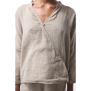 Bej Lessi Müslin Plaj Gömlek