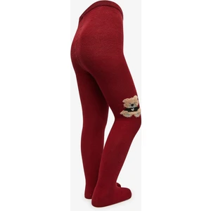 Pretty Teddy Bear Bordo  Külotlu Çorap