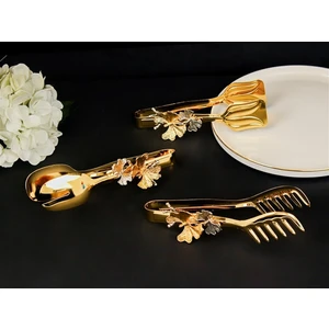 Kelebekli 3 Lü Maşa Seti Altın 22X8X6 cm