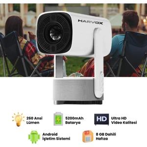 K2 Bataryalı Projeksiyon Cihazı Taşınabilir 4K Destekli 1080P Android Sistemli Projektör