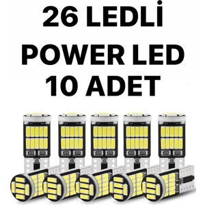 T10 LED 26 Ledli W5W Metal Ultra Power Canbus Beyaz Park Plaka Tavan Ampulü