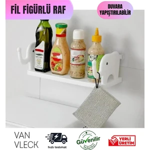 Fil Figürlü Duvara Yapışan Raf – Banyo & Mutfak Düzenleyici, Su Geçirmez Pratik Organizer