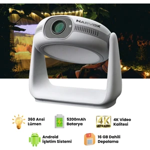 Apollon P1 Bataryalı Projeksiyon Cihazı Taşınabilir 4K Destekli 1080P Android Sistemli Projektör