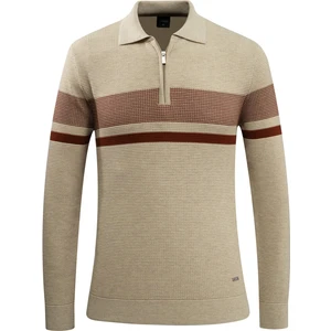 Erkek Fermuarlı Polo Yaka Kazak Triko Kabartmalı Örgü Desenli Klasik Kalıp - 5241F