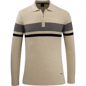 Erkek Fermuarlı Polo Yaka Kazak Triko Kabartmalı Örgü Desenli Klasik Kalıp - 5241F