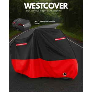 Vespa Gts 300 Super   Arka Çanta Uyumlu (Kırmızı-Siyah) Kırmızı Reflektörlü Motosiklet Brandası