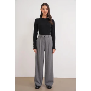 4747 Kadın Cepli Geniş Paça Dökümlü Palazzo Pantolon Antrasit