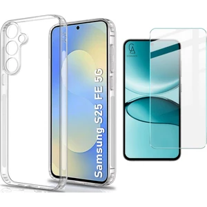 Samsung Galaxy S25 Fe ile Uyumlu Kılıf Esnek Premium Telefon Kılıfı ve Temperli Cam Ekran Koruyucu