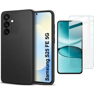 Samsung Galaxy S25 Fe Uyumlu Kılıf Esnek Silikon Telefon Kılıfı ve Temperli Cam Ekran Koruyucu
